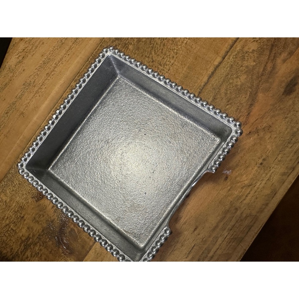 Mariposa Beaded Napkin Box - silver